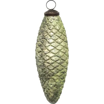 Vánoční ozdoba Zelená vánoční skleněná ozdoba šiška Chanel - 6*5*16 cm