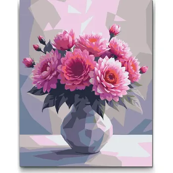 Malování podle čísel - Vektorová kytice ve váze Velikost: 30x40cm, Rámování: Pouze srolované plátno