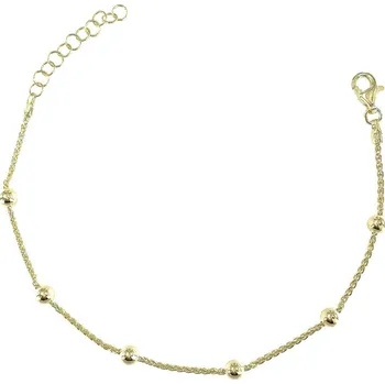 Náramek Stříbrný náramek spiga s kuličkami pozlacený délka náramku 17+3cm