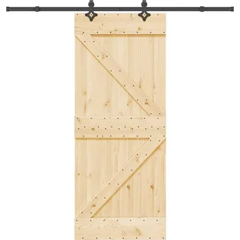 Vchodové dveře OMAXI Posuvné dveře s kováním 85 x 210 cm masivní borové dřevo 837547