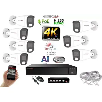 Kompletní kamerový systém MS AI Hybrid Light IP 7 kamerový set se switchem 8 Mpix WTube (6484K7B) (Monitorrs Security)