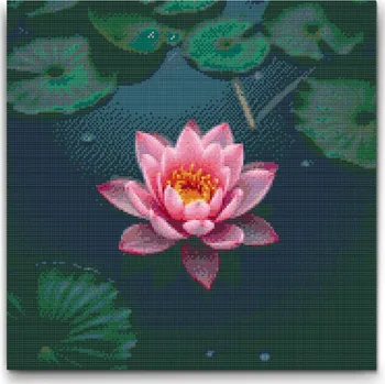 Diamantové malování Diamantové malování - Růžový lotosový květ Velikost: 50x50cm, Rámování: Pouze srolované plátno, Diamanty: Čtvercové