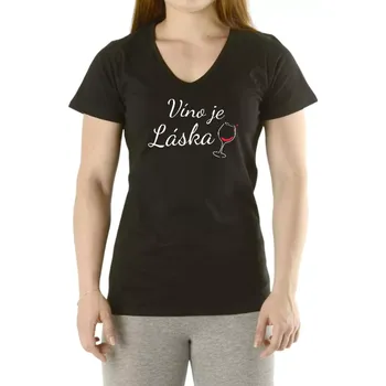 Dámské tričko Dámské tričko - Víno je láska - černé - M