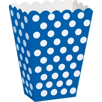 Talíř Krabice na popcorn tmavě modrá s bílými puntíky 8ks