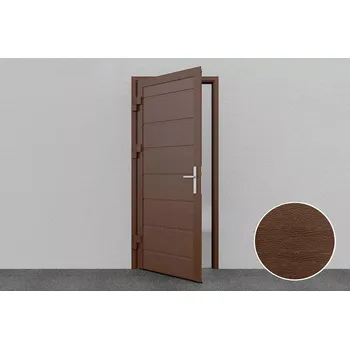 Garážová vrata Boční garážové dveře na míru hnědá RAL 8014, Woodgrain, středová drážka Šířka a Výška, mm: 700x1800, Směr otevření:: Dovnitř, Umístění pantů:: Vlevo