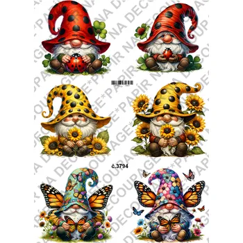 Umělecký papír Rýžový a soft papír na decoupage - Skřítek letní - KB03794 Materiál: Soft, Rozměr: A4