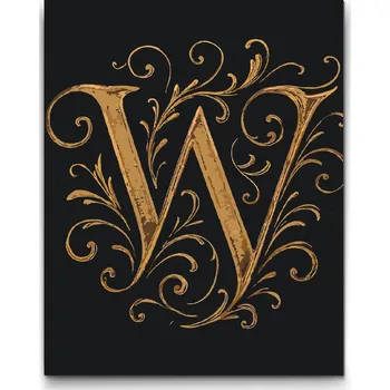 Malování podle čísel - Písmeno W Velikost: 30x40cm, Rámování: Pouze srolované plátno