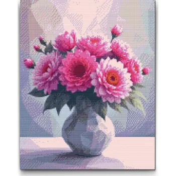 Diamantové malování Diamantové malování - Vektorová kytice ve váze Velikost: 30x40cm, Rámování: Pouze srolované plátno, Diamanty: Čtvercové