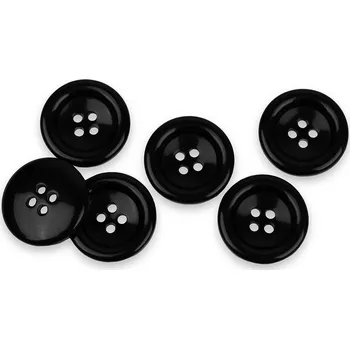 Knoflík Plastový knoflík čtyřdírkový barevný 30 mm Barva: Černá