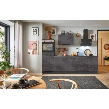 Kuchyňská linka Kuchyňská linka se spotřebiči, dřezem a dřezovou baterií Naturel 260x60x92 cm mat beton grafitově šedá 658PKW5260G1L