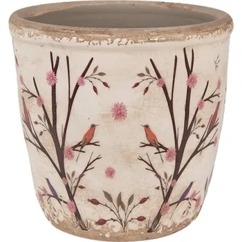 Obal na květináč Keramický obal na květináč ptáčci na stromě Merops M – 14x13 cm