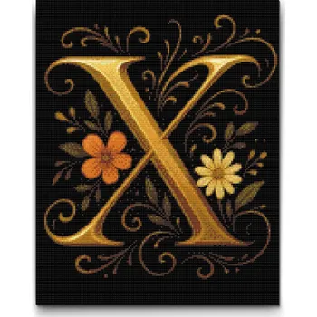 Diamantové malování Diamantové malování - Písmeno X Velikost: 30x40cm, Rámování: Pouze srolované plátno, Diamanty: Čtvercové