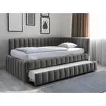 Čalouněná postel COMFINO VELVET s přistýlkou 120x200 cm šedá KRONOS 15