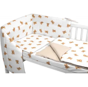 Povlečení Baby Nellys Mantinel s povlečením do postýlky 3dílná bílá sada Míša, bavlna Baby Nellys 135 x 100 cm