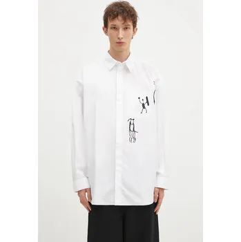 Pánská košile Bavlněná košile Wood Wood Rofus Oversized Print Shirt, M, bílá, 00X