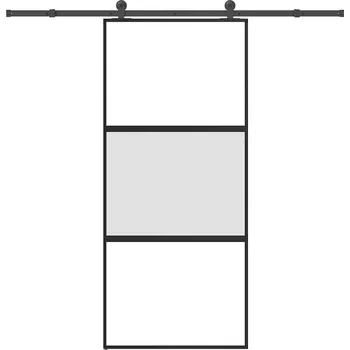 Vchodové dveře OMAXI Posuvné dveře s kováním 90x205 cm tvrzeného sklo a hliník 829658