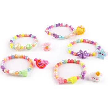 Náramek Dětský náramek a prstýnek sada Varianta: náhodná barva, Balení: 1 sada