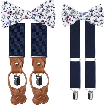 Kravata Bubibubi Tmavomodrá sada Blanca pro tátu a syna s motýlky a kšandami