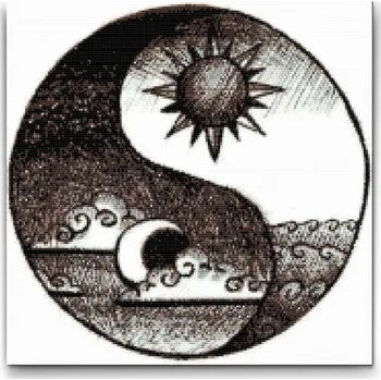 Diamantové malování Diamantové malování - Jin Jang Den a noc 2 Velikost: 50x50cm, Rámování: Pouze srolované plátno, Diamanty: Čtvercové