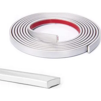 Podlahová lišta Art3d flexibilní vinylová lišta na obklady, kuchyňský obklad, rámy zrcadel, 9,1 m, stříbrná