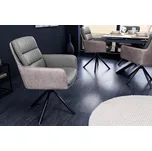 Otočná židle GEORGE o 360° s područkami z pravé kůže a mikrovlákna taupe