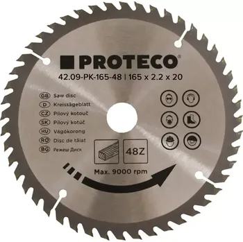 Pilový kotouč PROTECO pilový kotouč 165mm*2.2mm*20/16mm 48 WZ HM 42.09-PK165-48