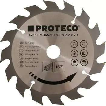 Pilový kotouč PROTECO pilový kotouč 165mm*2.2mm*20/16mm 16 WZ HM 42.09-PK165-16