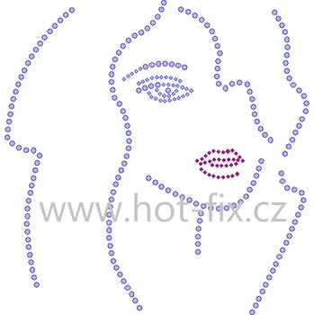 ST007 - tvář nažehlovací hot-fix kamínková aplikace na textil, rozměry cca 16,6x17,2cm barva: kameny barva 101/N Crystal /stříbrná
