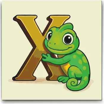 Malování podle čísel - Písmeno X - Se zvířátkem Velikost: 50x50cm, Rámování: Pouze srolované plátno