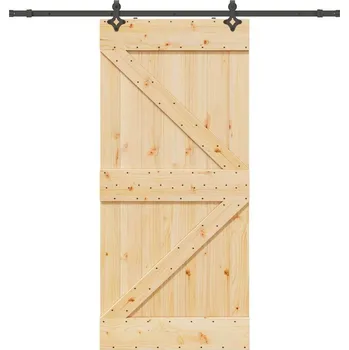 OMAXI Posuvné dveře s kováním 100 x 210 cm masivní borové dřevo 837585