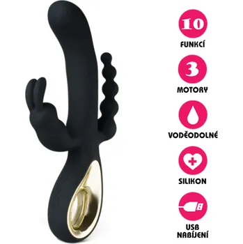 Vibrátor VšeNaSex.cz Silikonový vibrátor Katyusha Tripple Vibe černý