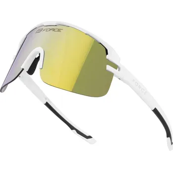 cyklistické brýle brýle FORCE EPIC, bílé, žluté zrc. sklo