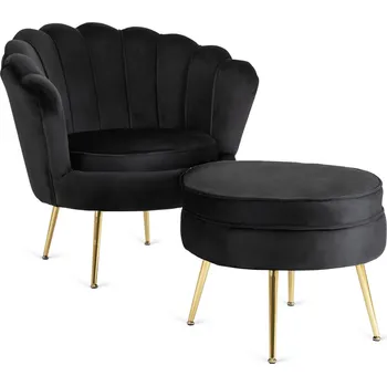 Křeslo JAKS Křeslo s podnožkou černé velur Grand