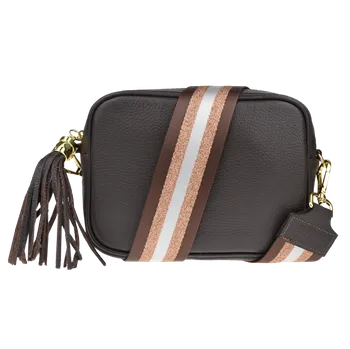 Kabelka NovaKabelka.cz Kožená italská crossbody kabelka Bala Cafe s přídavným popruhem I