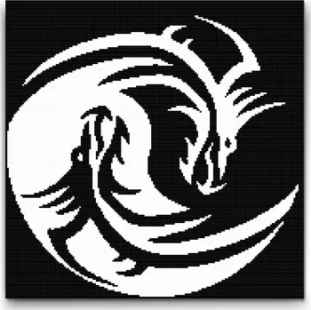 Diamantové malování Diamantové malování - Jing Jang drak Velikost: 50x50cm, Rámování: Pouze srolované plátno, Diamanty: Čtvercové