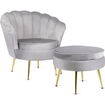 Křeslo JAKS Křeslo s podnožkou šedé velur Grand