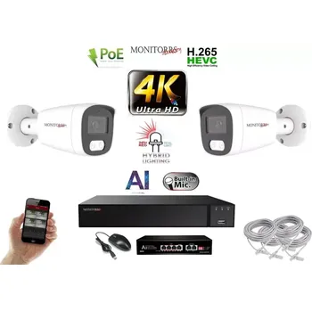 Kompletní kamerový systém MS AI Hybrid Light IP 2 kamerový set se switchem 8 Mpix WTube (6484K2B) (Monitorrs Security)