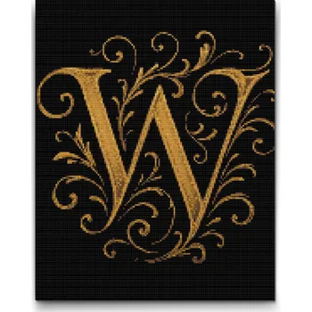 Diamantové malování Diamantové malování - Písmeno W Velikost: 30x40cm, Rámování: Pouze srolované plátno, Diamanty: Kulaté