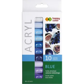 Vodová barva happy color Akrylové barvy sada - modrá (10x12ml)