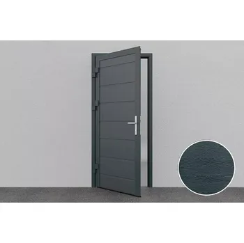 Garážová vrata Boční garážové dveře na míru antracit RAL 7016, Woodgrain, středová drážka Šířka a Výška, mm: 700x1800, Směr otevření:: Ven, Umístění pantů:: Vlevo