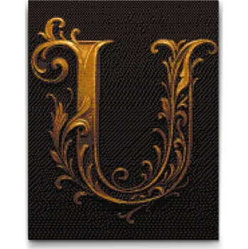 Diamantové malování Diamantové malování - Písmeno U Velikost: 40x50cm, Rámování: Pouze srolované plátno, Diamanty: Čtvercové