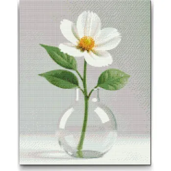 Diamantové malování Diamantové malování - Minimalistický bílý květ Velikost: 30x40cm, Rámování: Pouze srolované plátno, Diamanty: Čtvercové