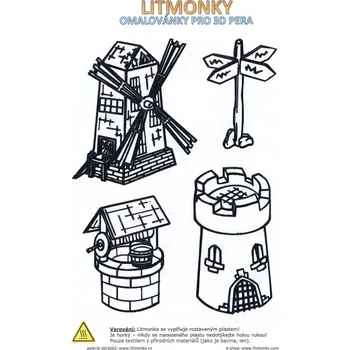 Příslušenství k 3D tiskárně LittleMonk Omalovánky - MLÝN, VĚŽ, STUDNA, ROZCESTNÍK