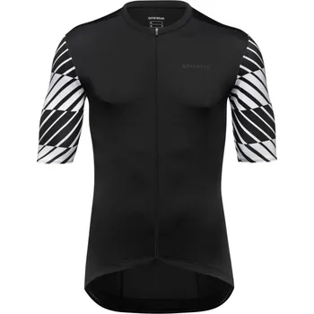 Cyklistické oblečení Dres Gore Swiftride Optical Jersey pánský kr.r. black/white XXL