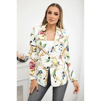 Dámské sako Bavlněné sako 30777 s potiskem ecru - Kesi uni