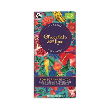 Cukrovinka CH&L 70% hořká čokoláda POMEGRANATE BIO 80 g