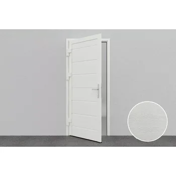 Garážová vrata Boční garážové dveře na míru bílé RAL 9010, Woodgrain, středová drážka Šířka a Výška, mm: 700x1800, Směr otevření:: Dovnitř, Umístění pantů:: Vpravo