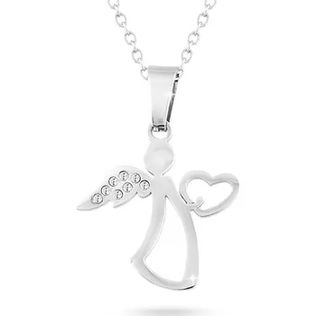 Řetízek biju Řetízek z chirurgické oceli+přívěsek, anděl se srdíčkem a zirkony 3001332