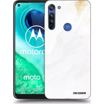 Pouzdro na mobilní telefon Picasee silikonový průhledný obal pro Motorola Moto G8 - Bílá