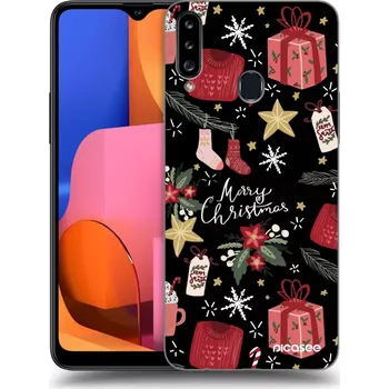 Pouzdro na mobilní telefon Picasee silikonový černý obal pro Samsung Galaxy A20s - Christmas